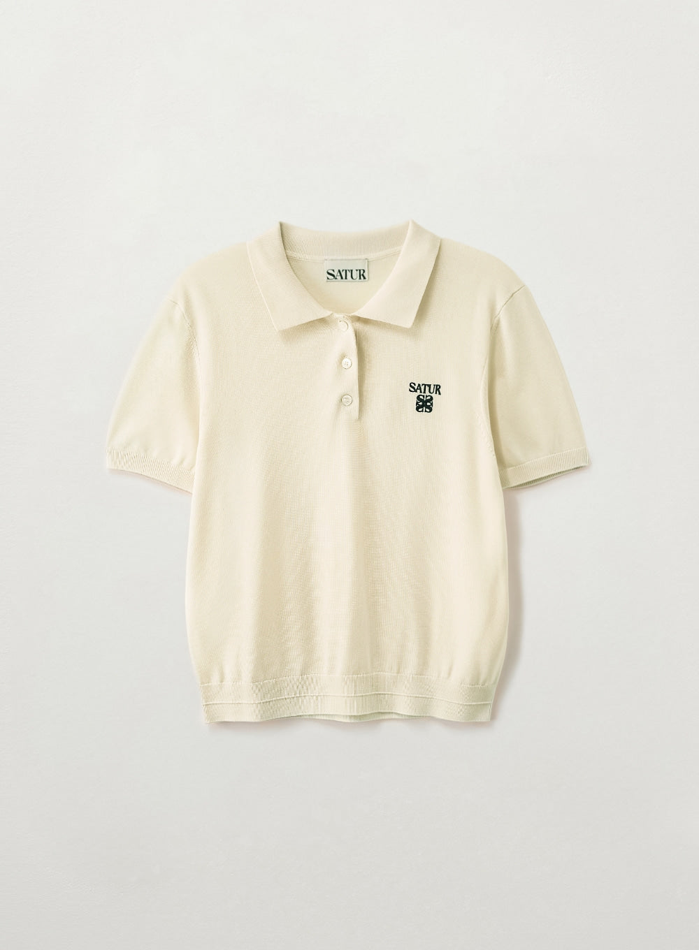 Satur (W) Classic Collar Half Knit - Cream