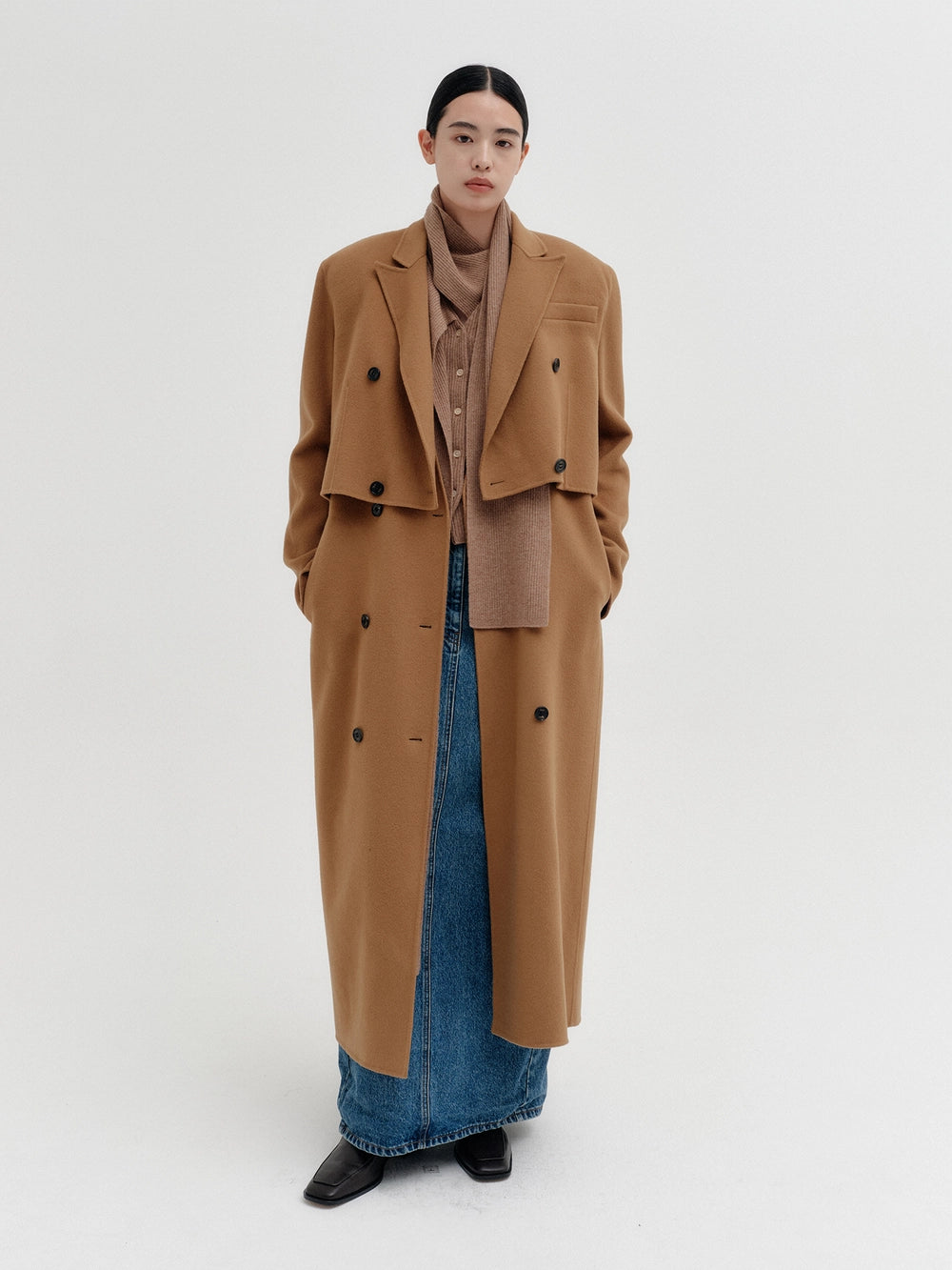 EENK Convertible Double Breasted Coat - Beige