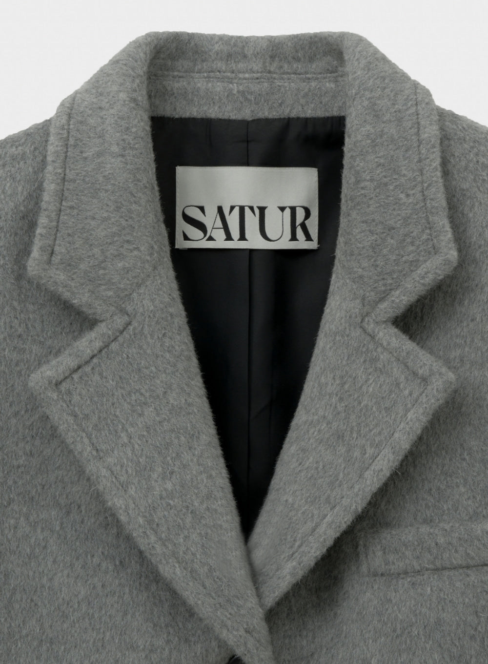 [satur] (W) Cashmere Wool Blend Single Blazer - Melange Gray