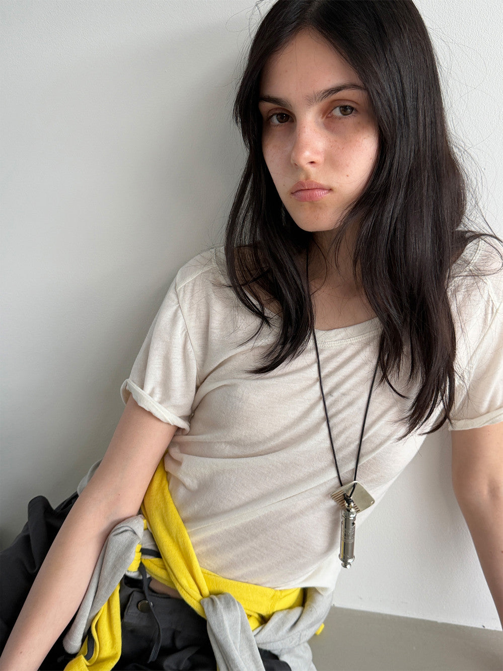 [Low Classic] Deep V-Neck T-Shirt_Ivory