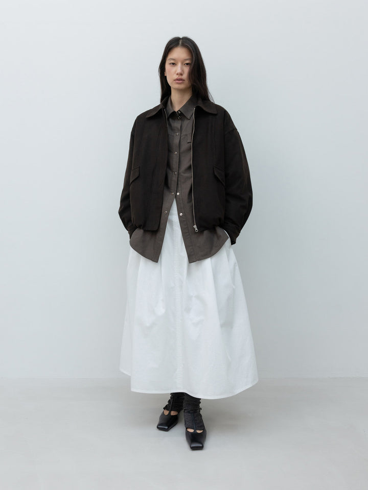 Low Classic Tucked Maxi Cotton Skirt White