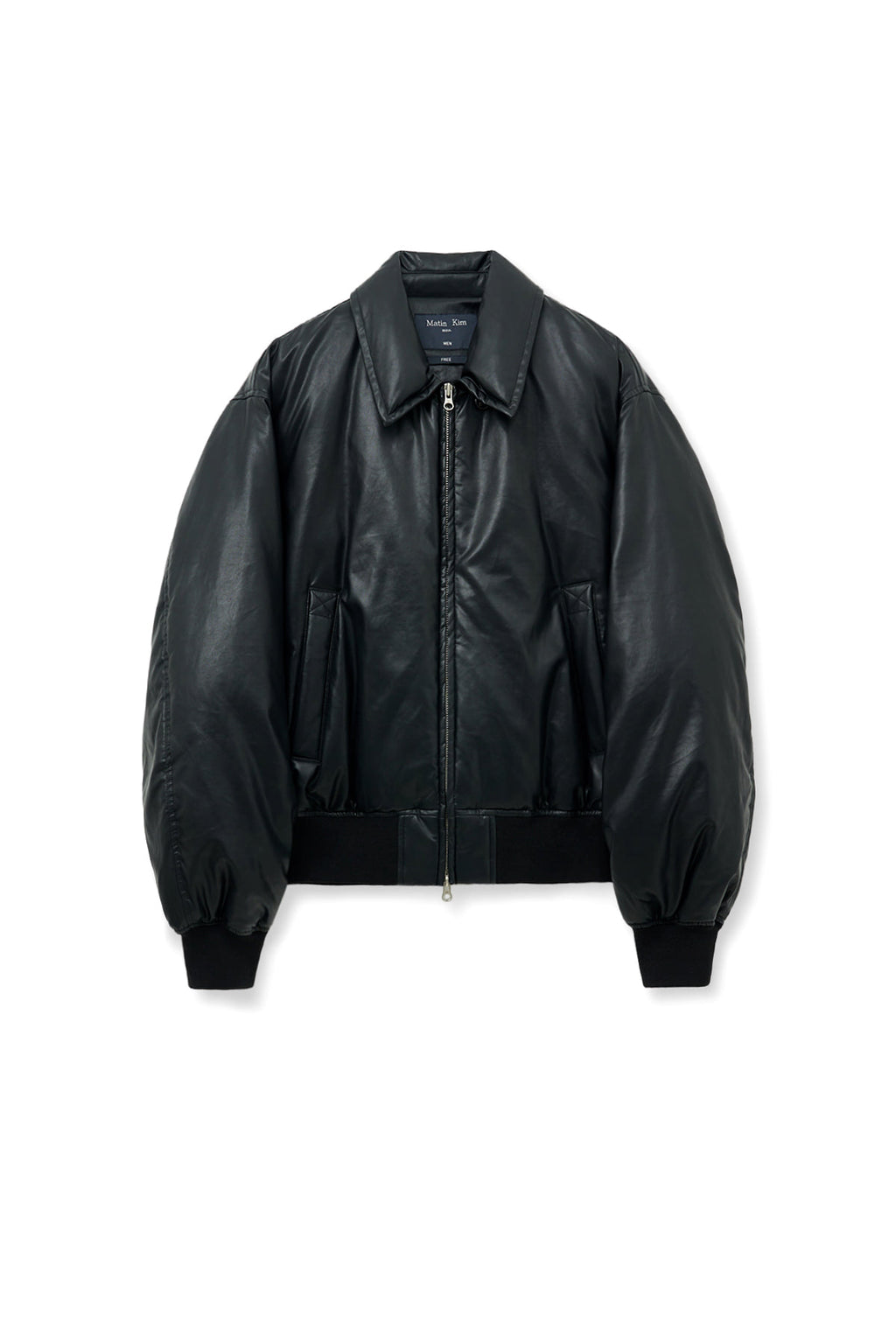 Matinkim Faux Leather Down Jumper For Men IN Black