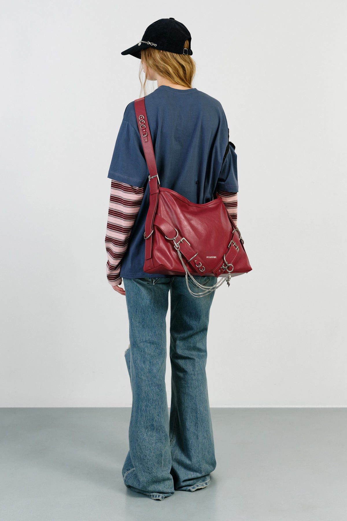Instantfunk Layered Sleeve Stripe T Shirt - Navy