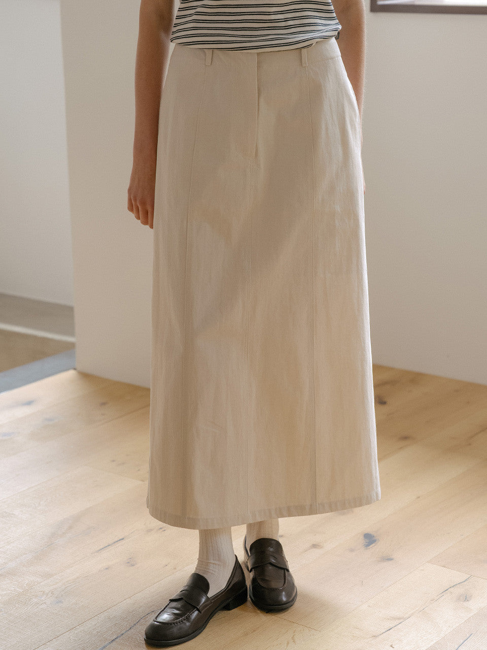 Tillidie Bio wash cotton maxi skirt Light beige