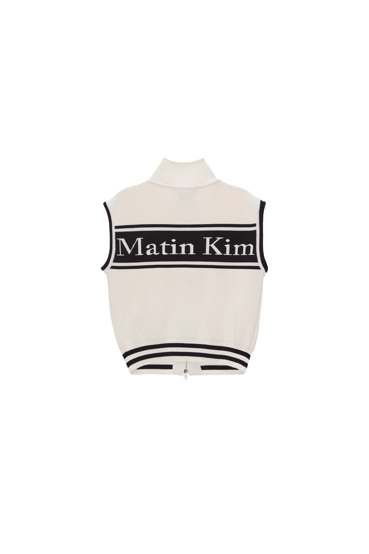 [matinkim] Spell Point Stripe Knit Vest IN Ivory