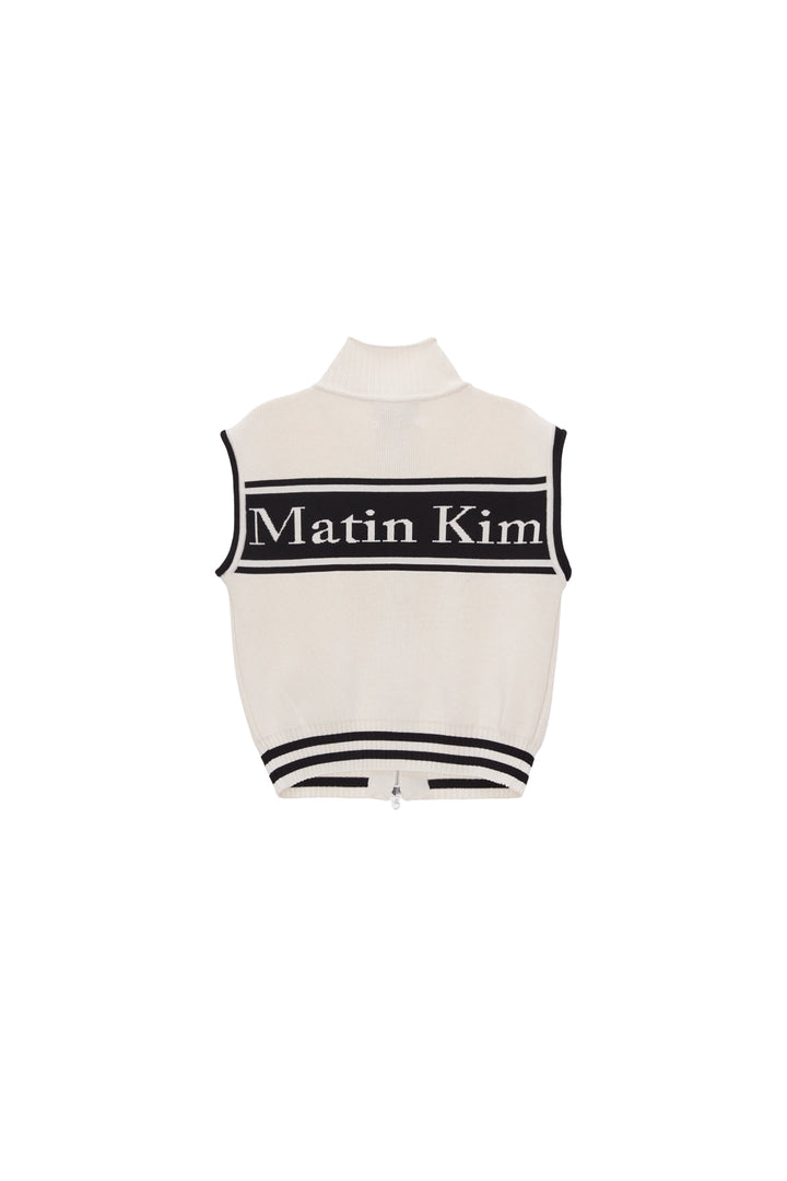 Matinkim Spell Point Stripe Knit Vest IN Ivory