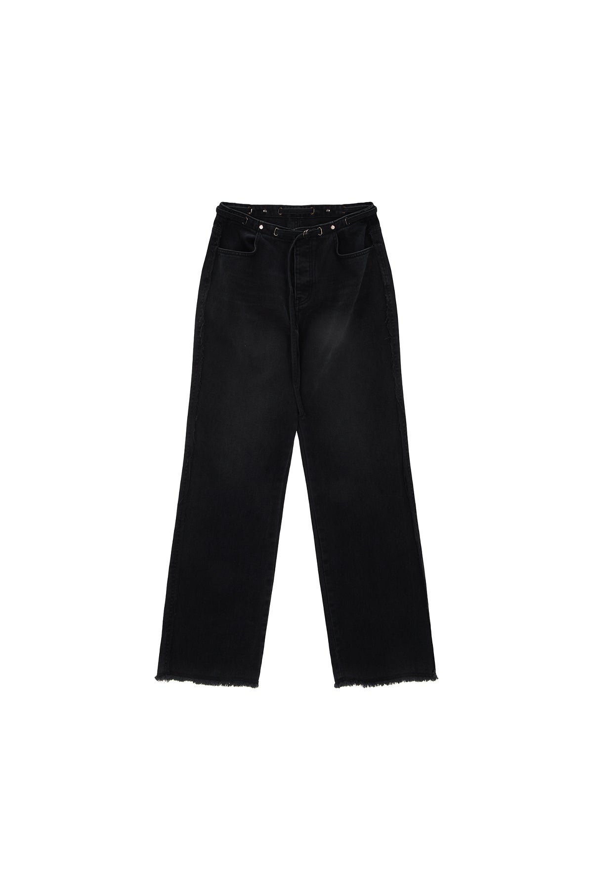 Matinkim Waist String Belted Denim Pants IN Black