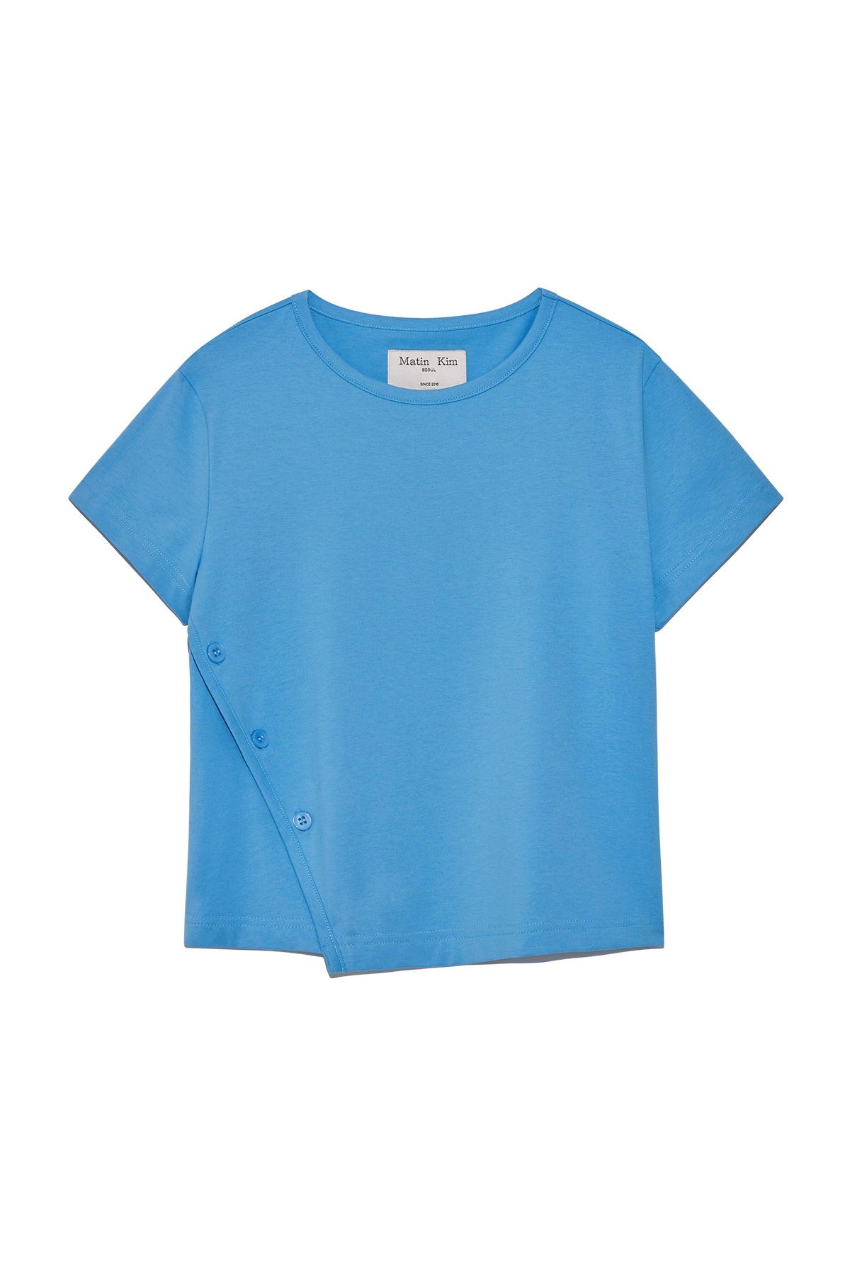 Matinkim Slit Button Point Crop Top IN Blue