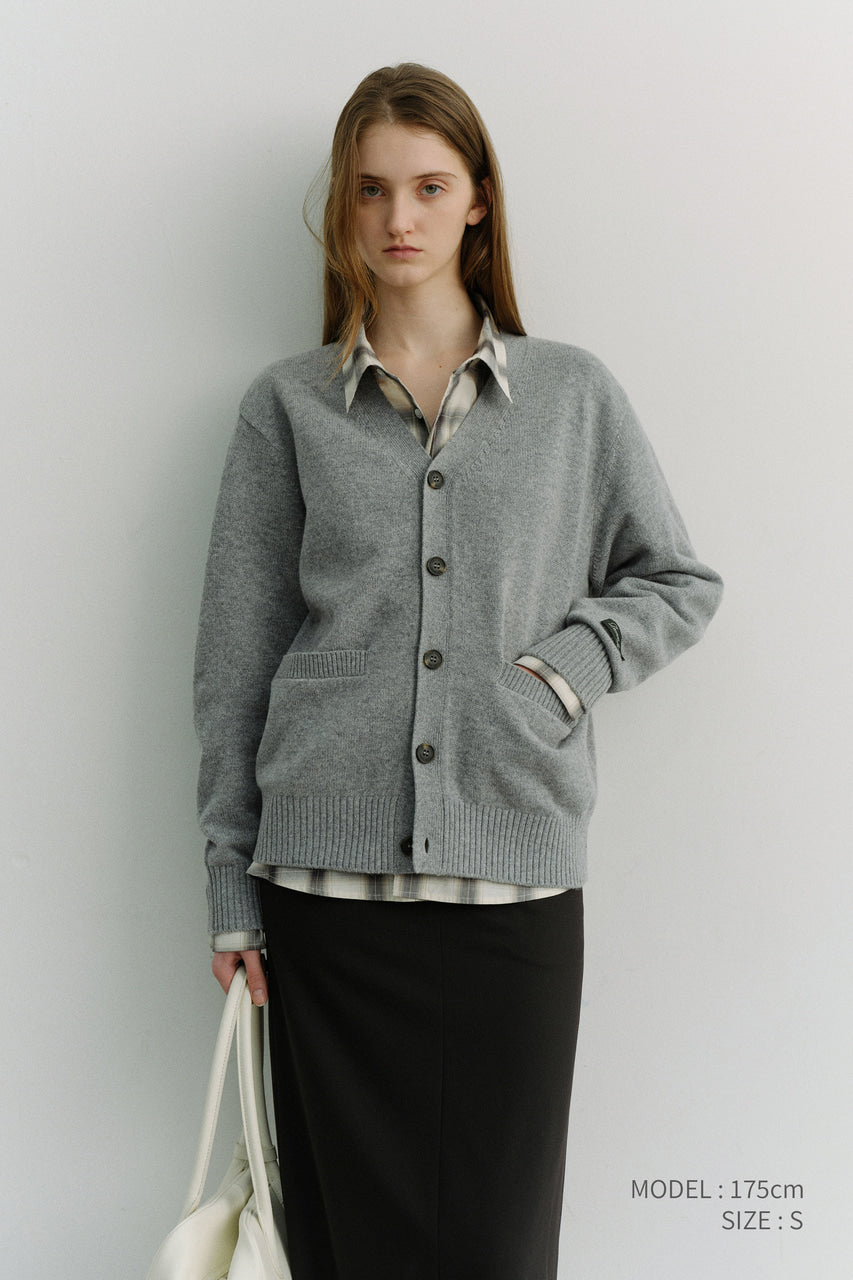 Dunst Unisex Boyfriend Knit Cardigan Melange Grey