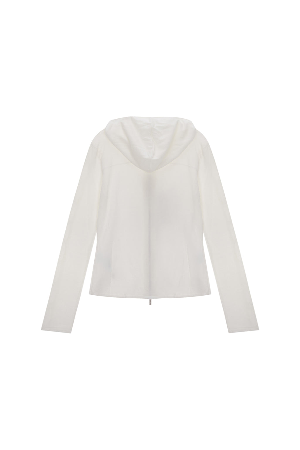 [matinkim] SLEEVE HOLE POINT HOODY KNIT ZIP UP IN WHITE