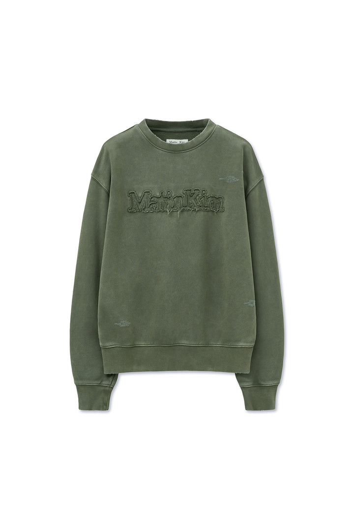 Matinkim Vintage Color Dying Logo Sweatshirt IN Khaki