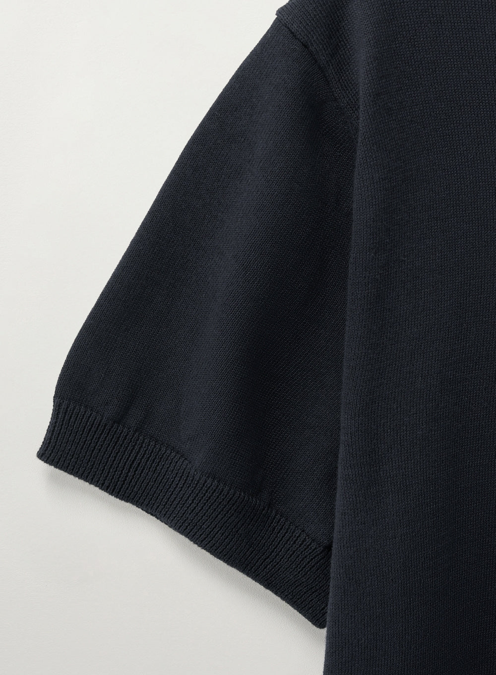 [satur] (W) Fine Half Pique Polo Knit - Navy