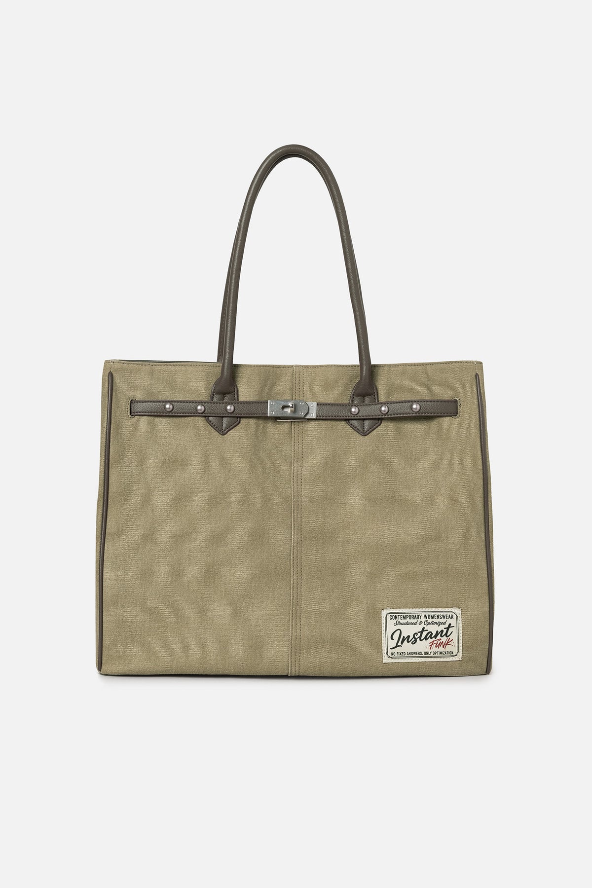 Instantfunk Oversized Canvas Tote Bag - Olive