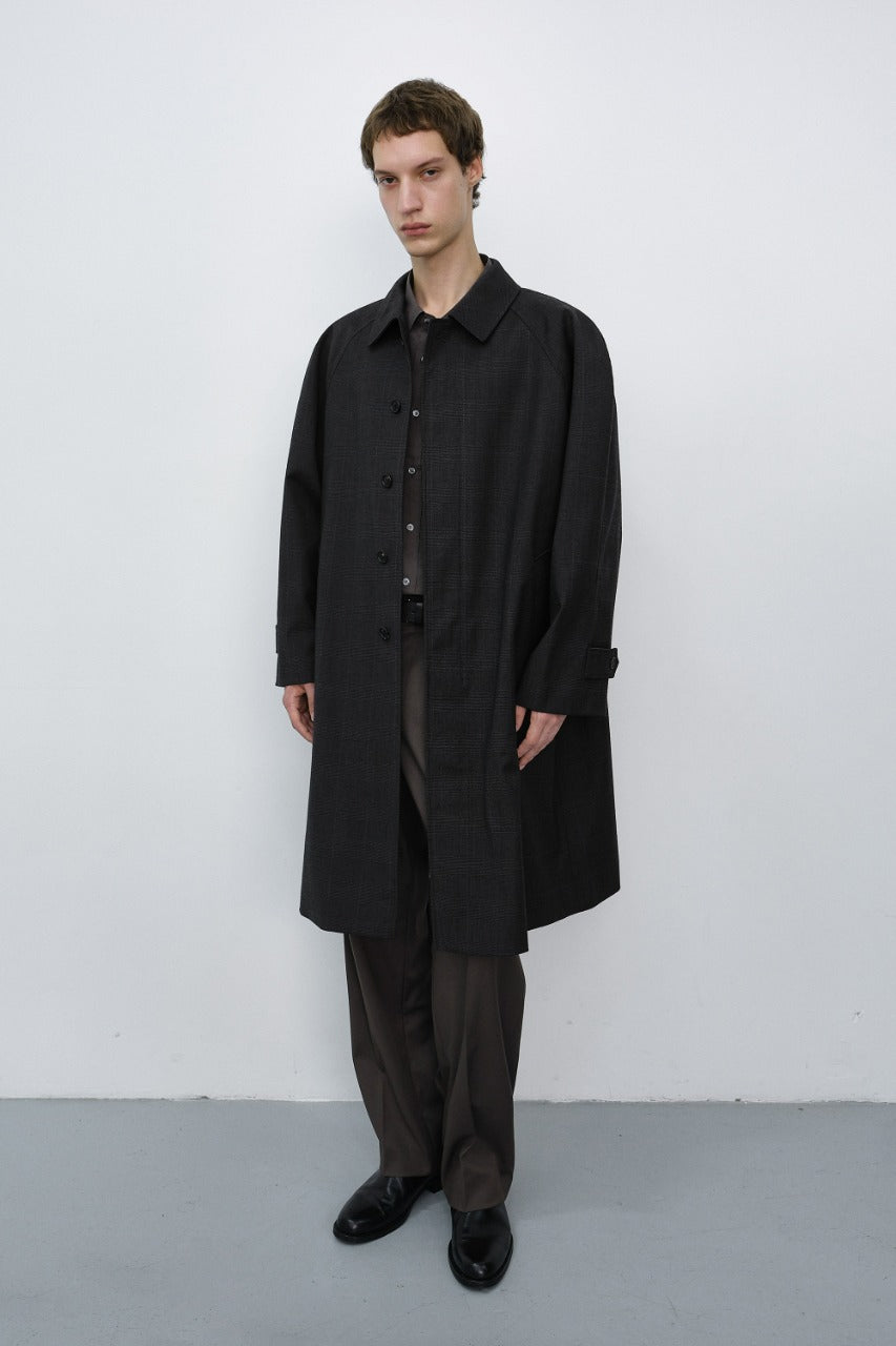 Dunst Unisex H-Line Wool Mac Coat Brown Check