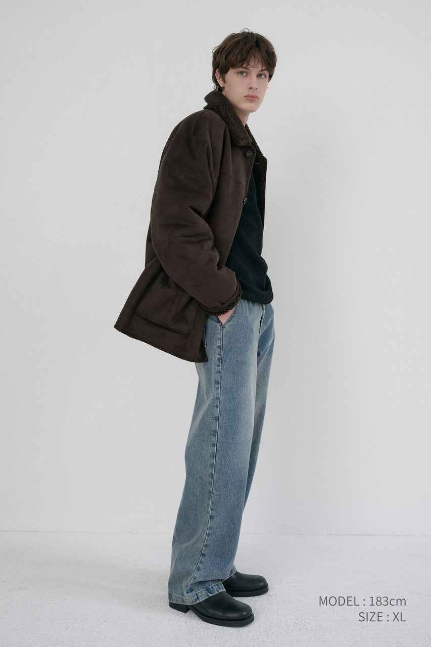 Dunst Unisex Reversible Soft Shearling Half Jacket Dark Brown