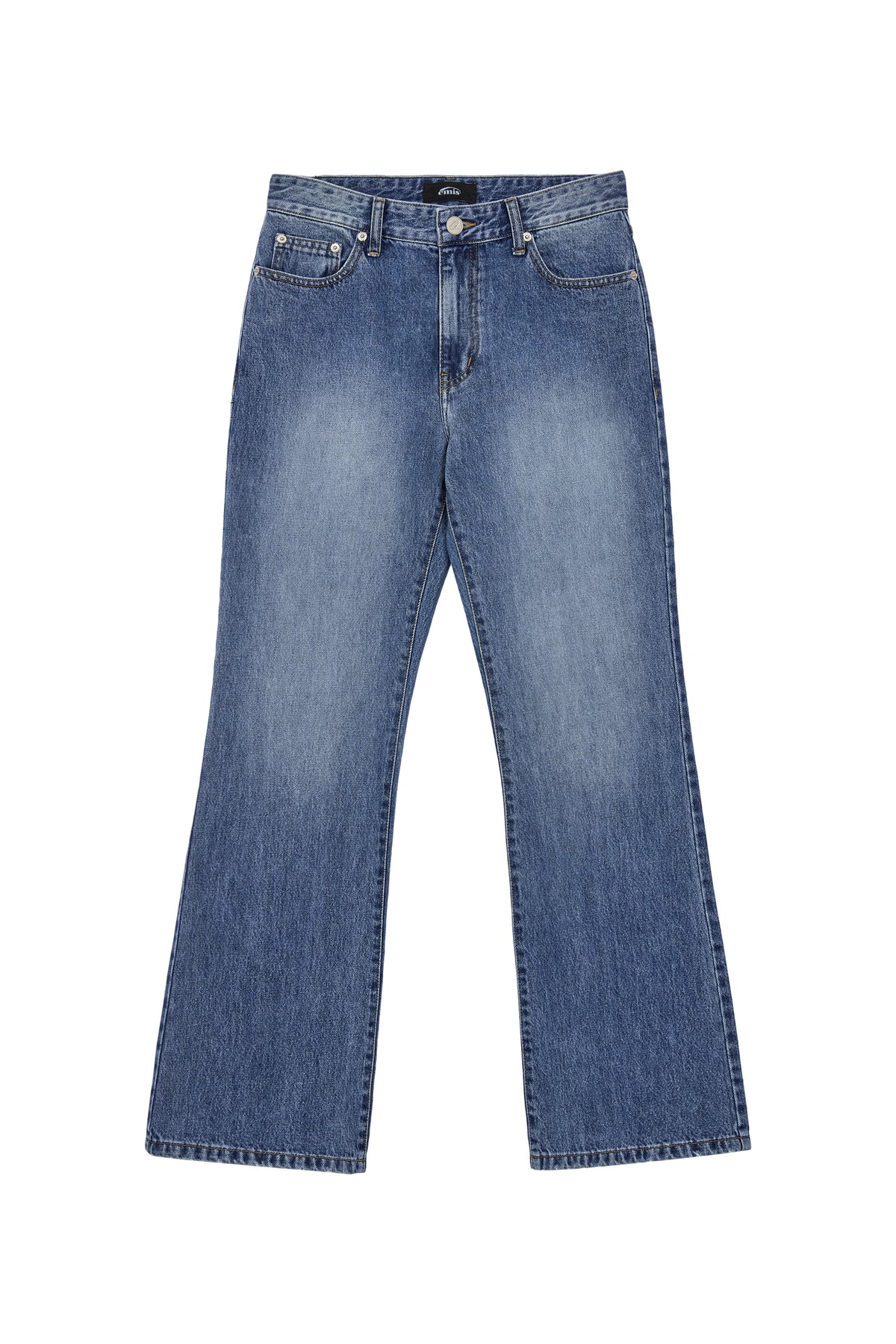 EMIS (Womens) Rose Semi-Flare Jeans-Blue Denim