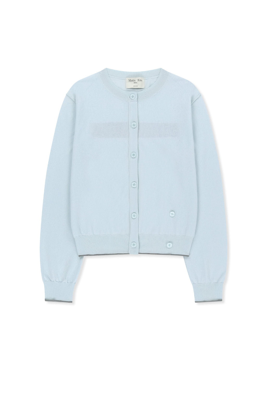 [matinkim] Back Logo Sheer Cardigan For Women IN Light Blue