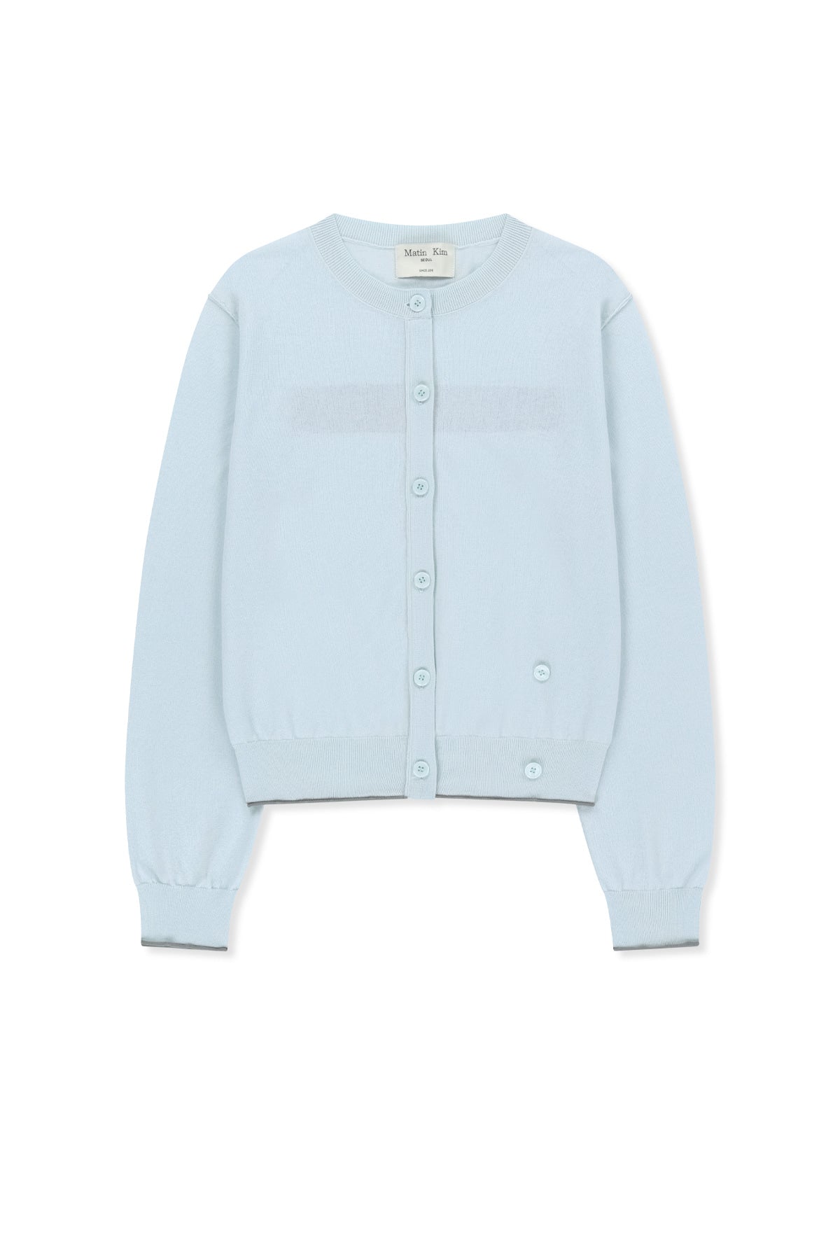 [matinkim] Back Logo Sheer Cardigan For Women IN Light Blue