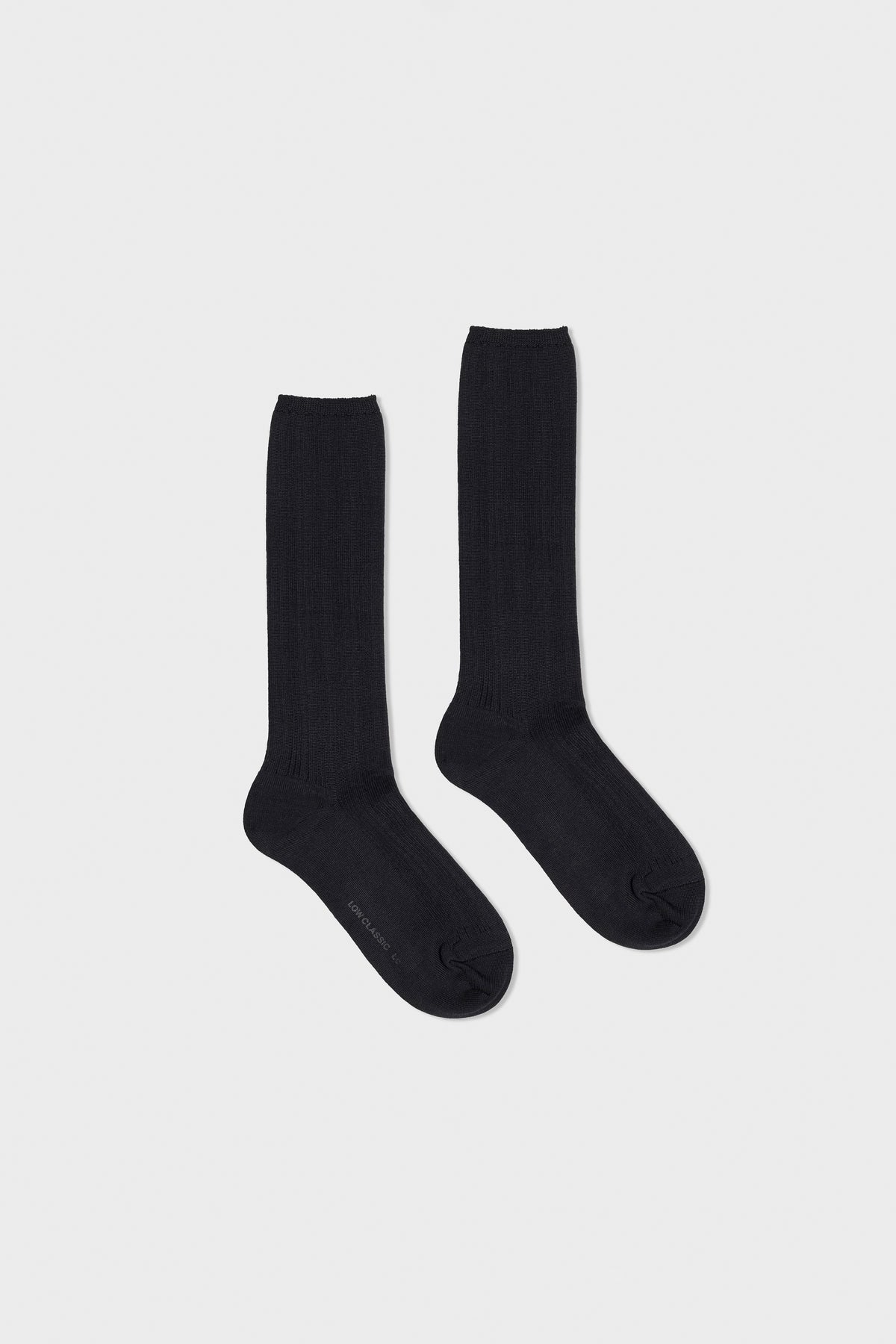 Low Classic Cotton Ribbed Midi Socks Black