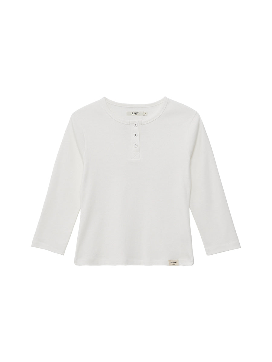 GLOWNY 3/4 Button Fly Tee (White)