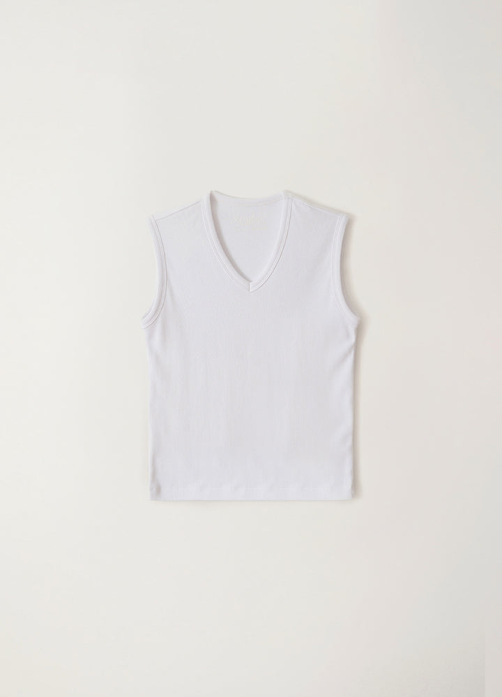 Nothing Written 90s v-neck sleeveless top (White)