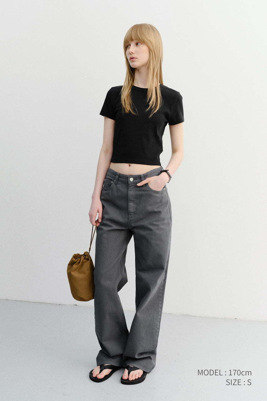Dunst Cropped Slim Top Black