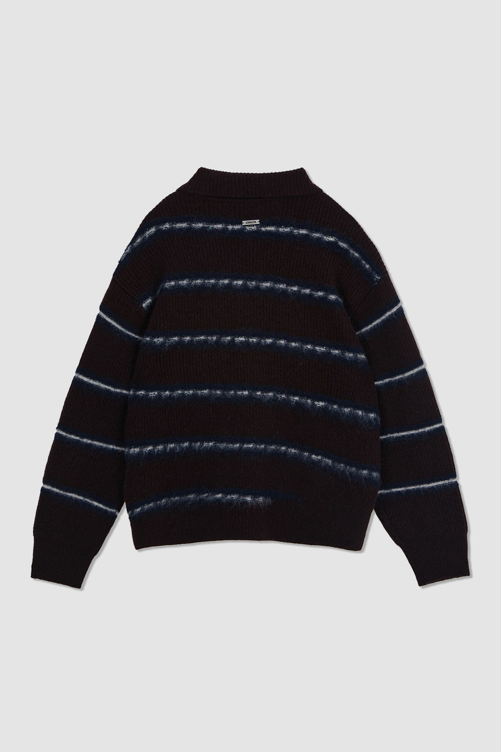 [matinkim] Hairy Stripe Pique Knit Top IN Brown