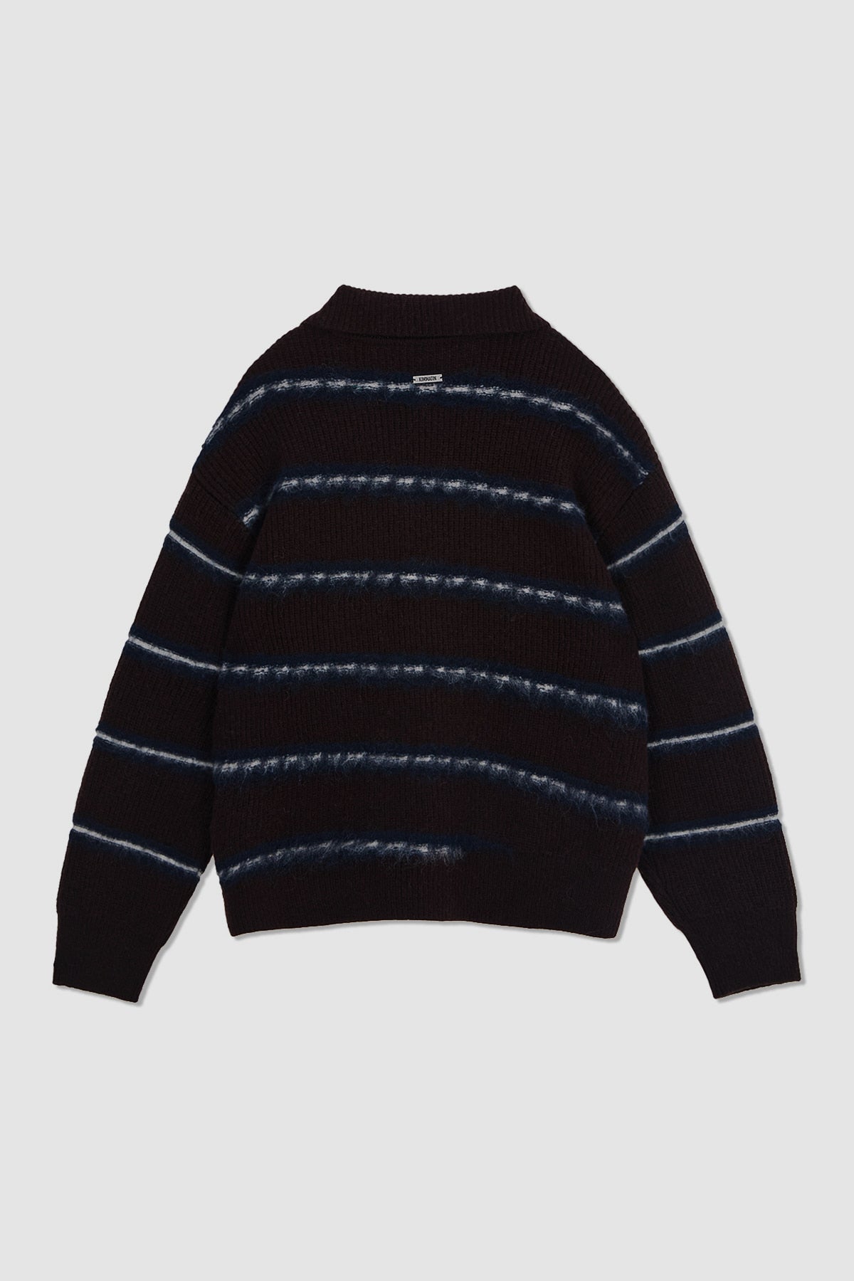 [matinkim] Hairy Stripe Pique Knit Top IN Brown