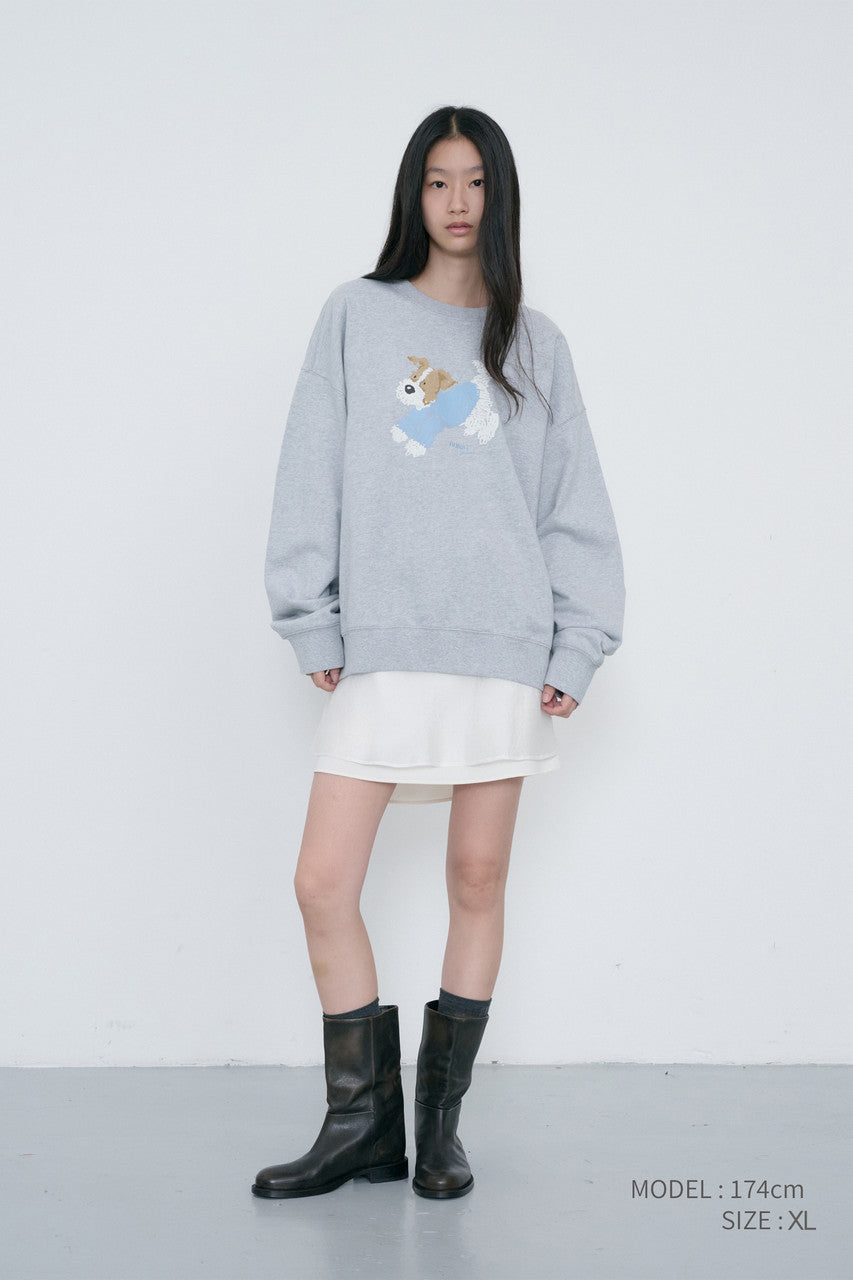 Dunst Unisex Puppy Sweatshirt Mid Melange Grey