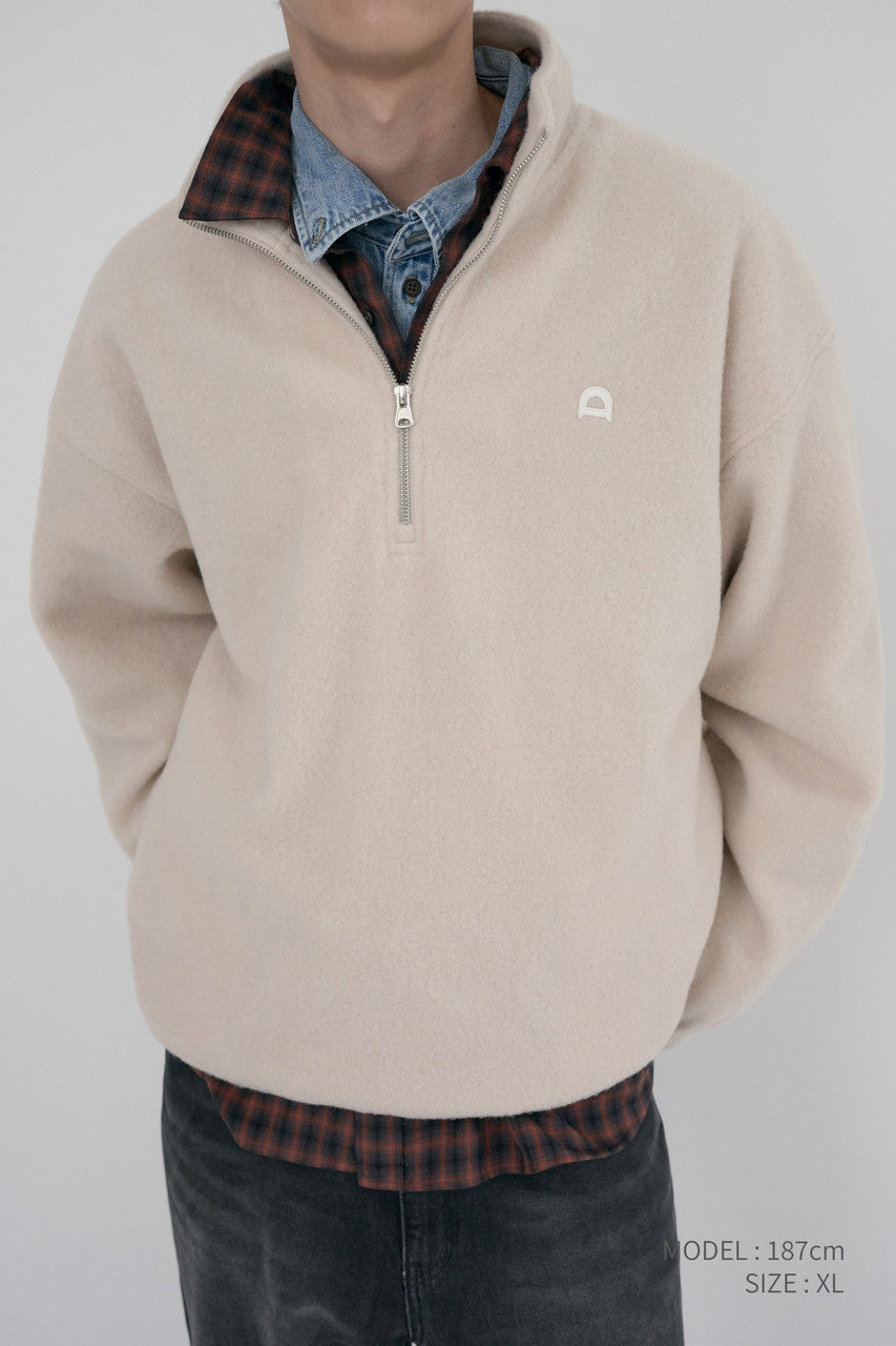 Dunst Unisex Half Zip-Up Fleece Sweatshirt Cream