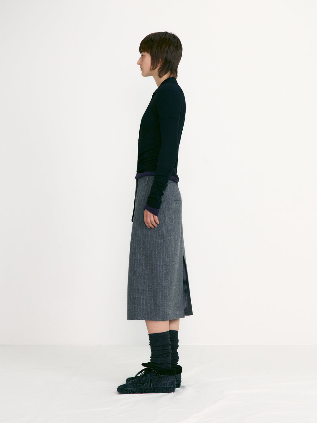 [low_classic] Button Up Wrap T-Shirt
Black