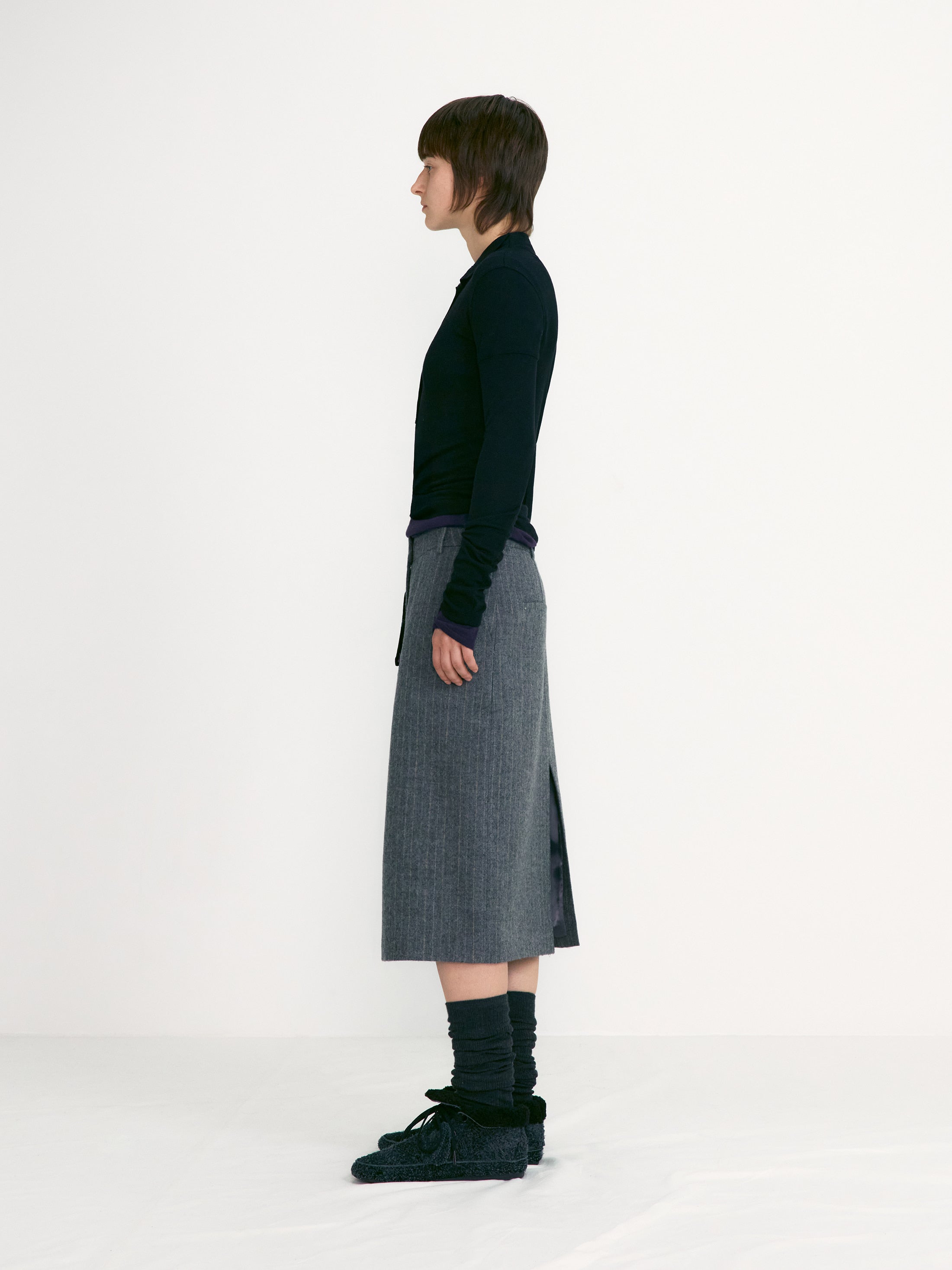 [low_classic] Button Up Wrap T-Shirt
Black