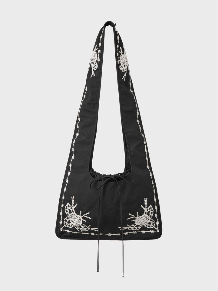 EENK Valentine Embroidery Shoulder Bag - Black