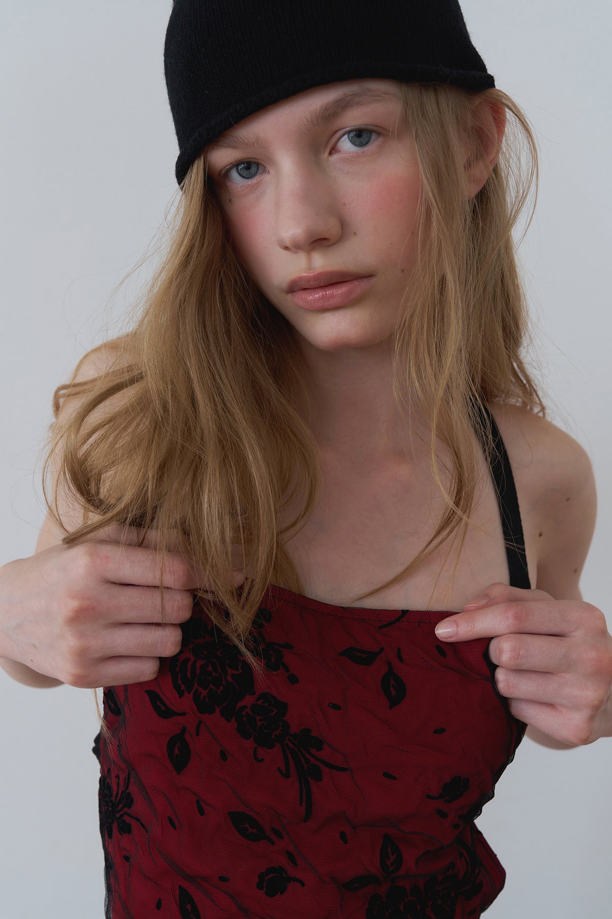 Overdueflair Floral Textured Top Red