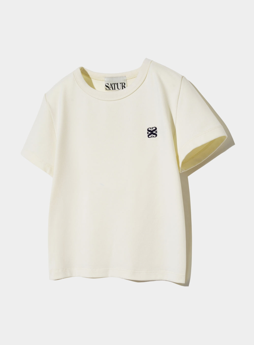 [satur] (W) Essential Basic Logo T-Shirt - Cream Ivory