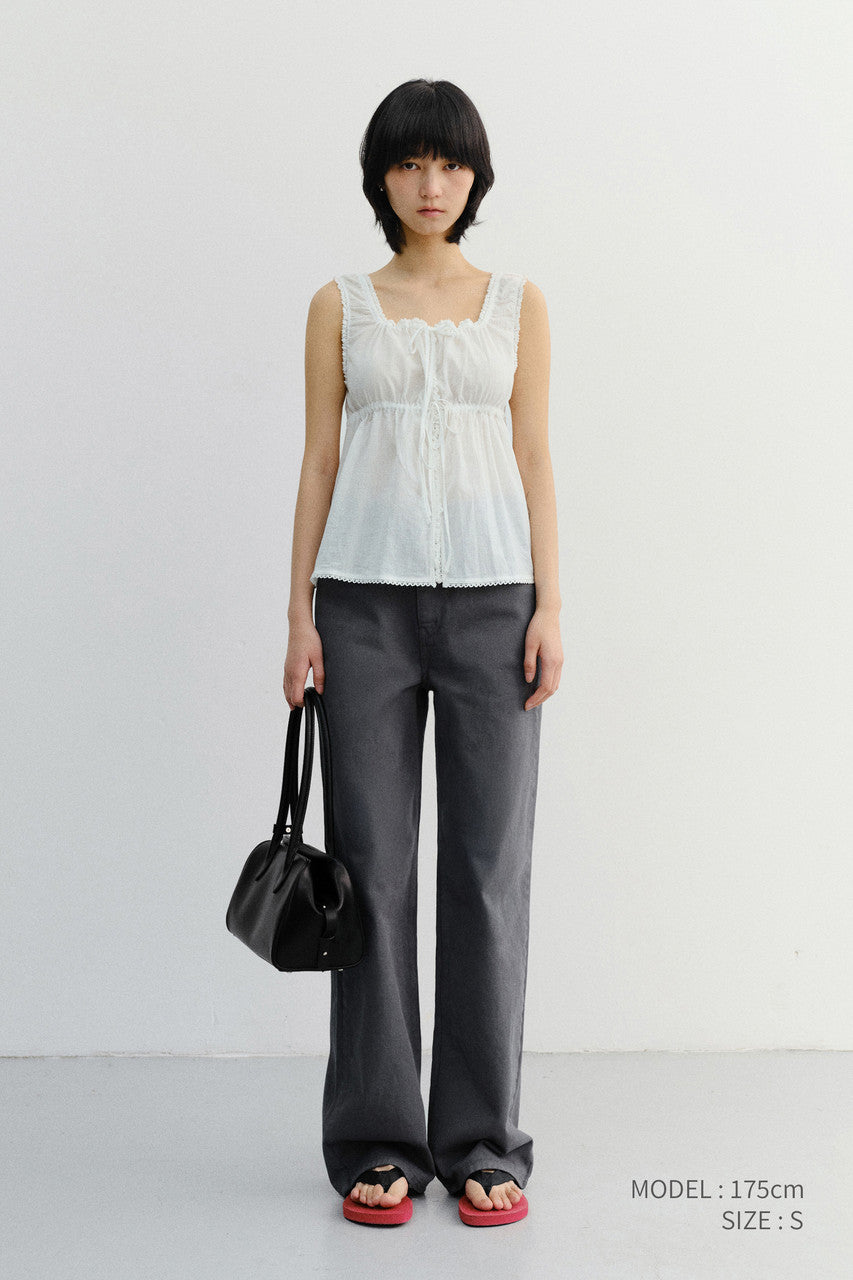 Dunst Shirring Sleeveless Blouse Ivory