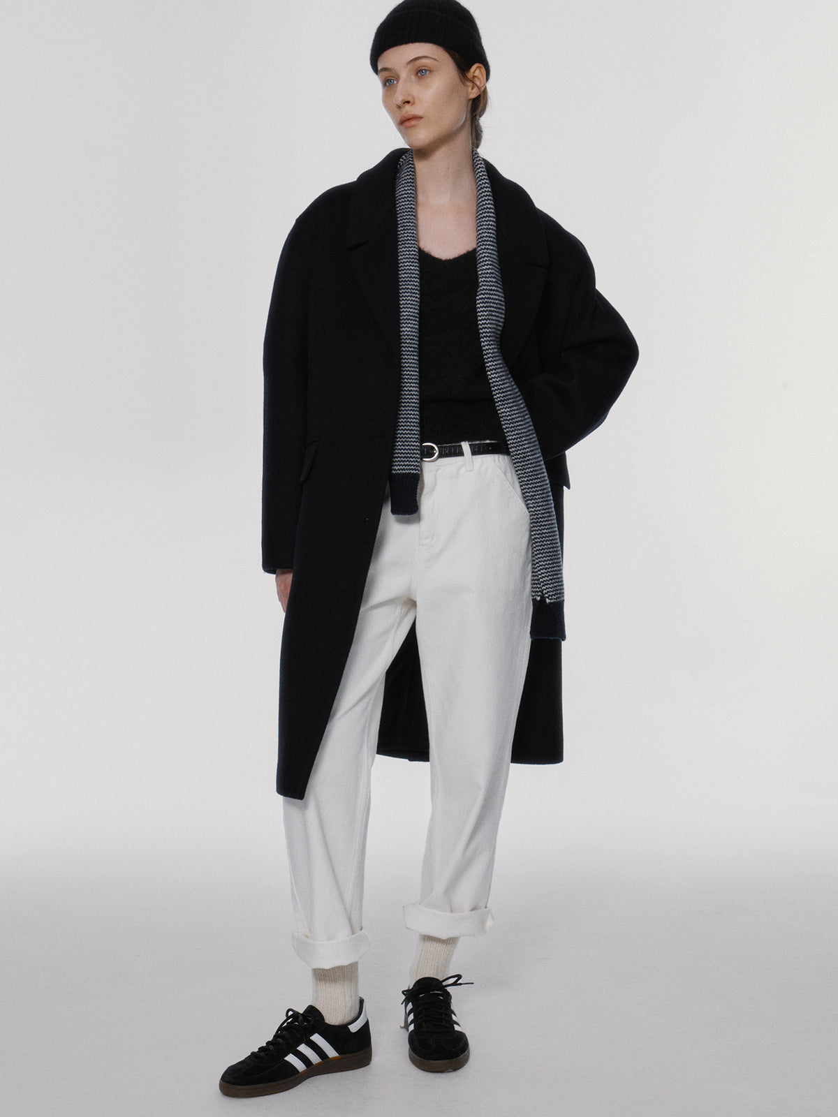 Nothing Written Caron stripe knit muffler (Dark navy)