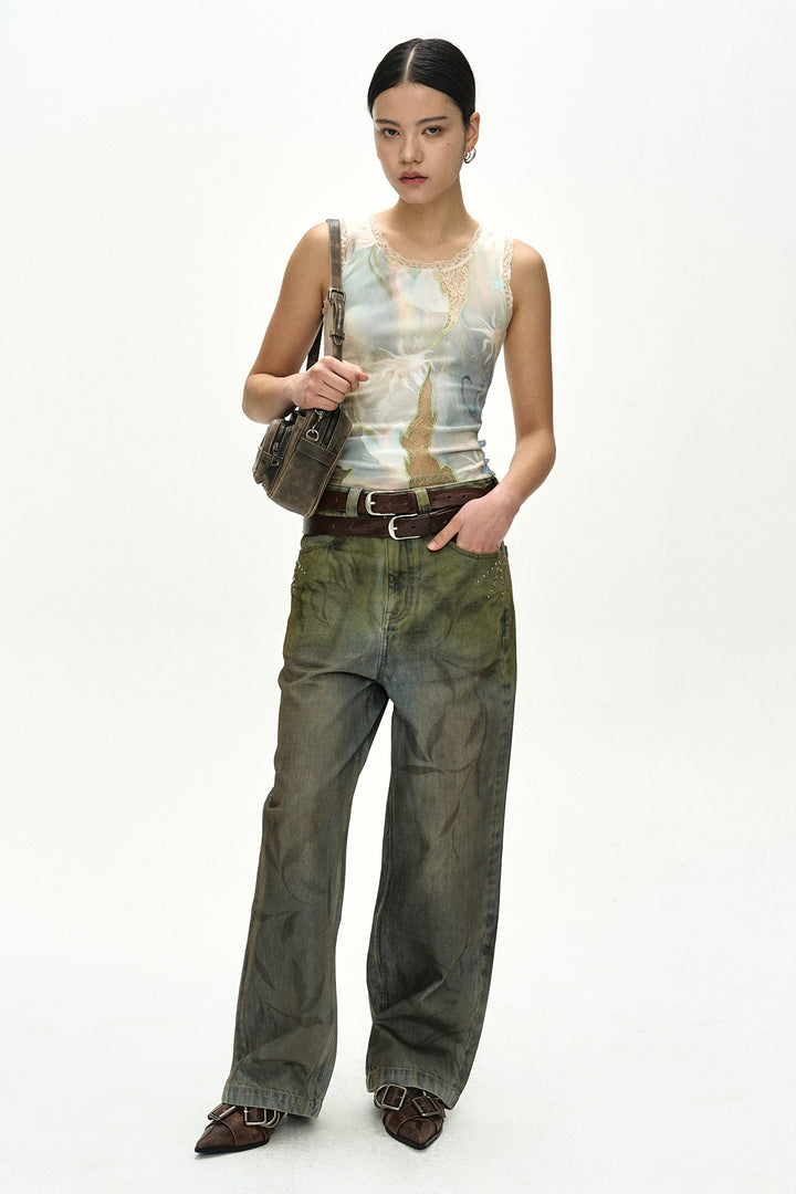 Andersson Bell Fish & Butterfly Lace Embroidered Tank Top