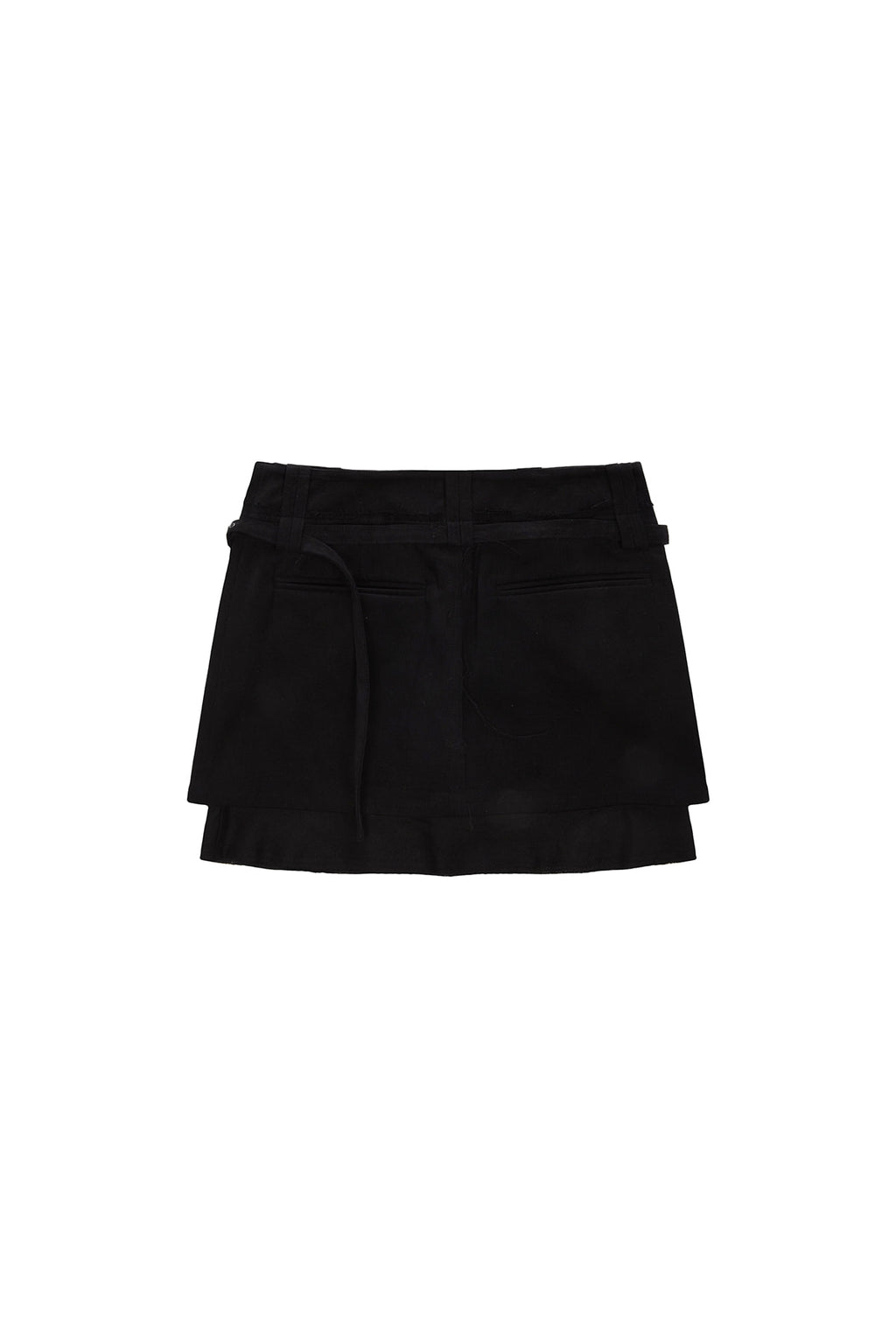 [matinkim] LAYERED BELTED MINI SKIRT IN BLACK
