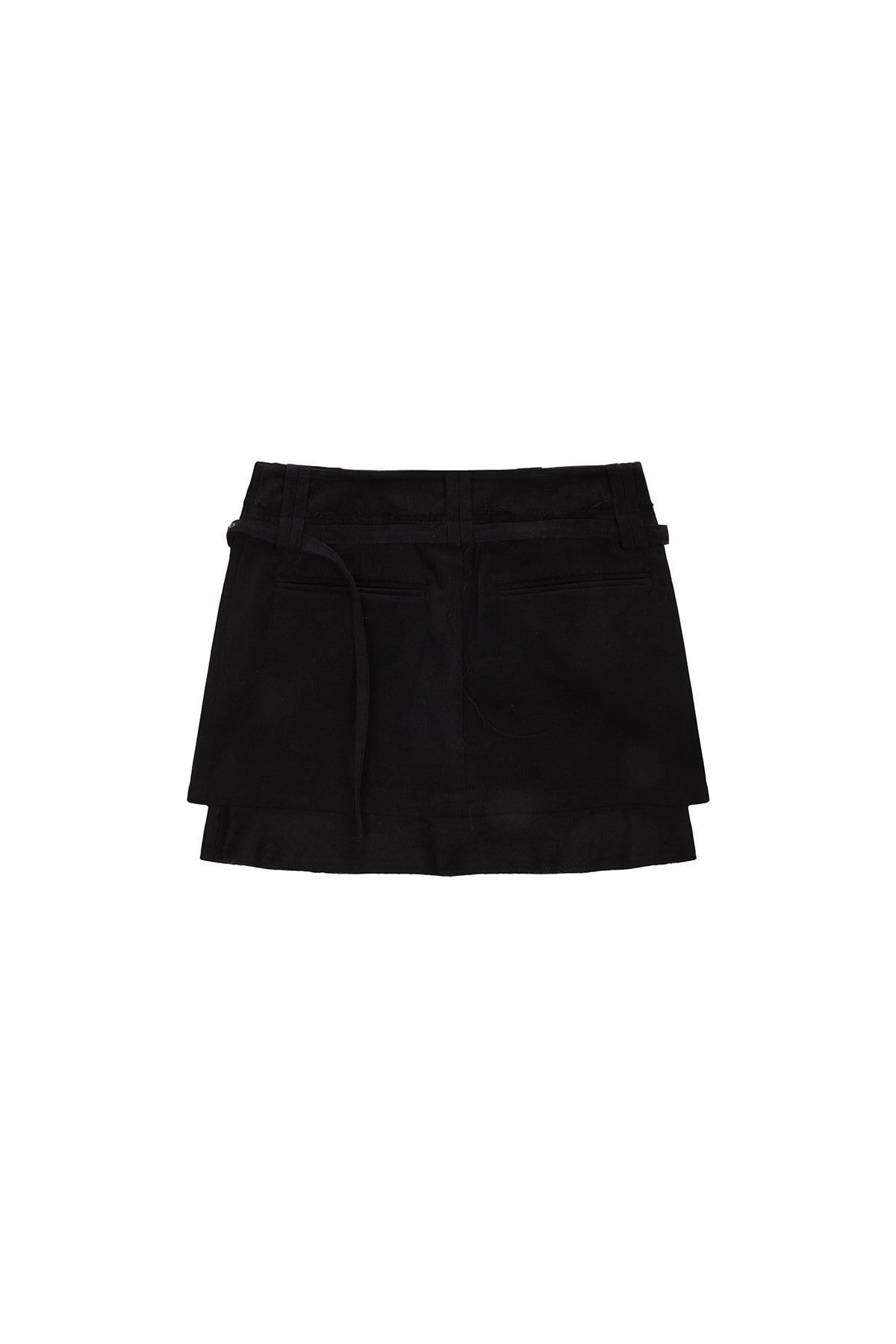 [matinkim] LAYERED BELTED MINI SKIRT IN BLACK