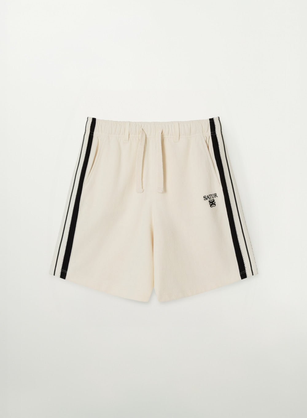 Satur Lawton Lining Track Shorts - Cream Black