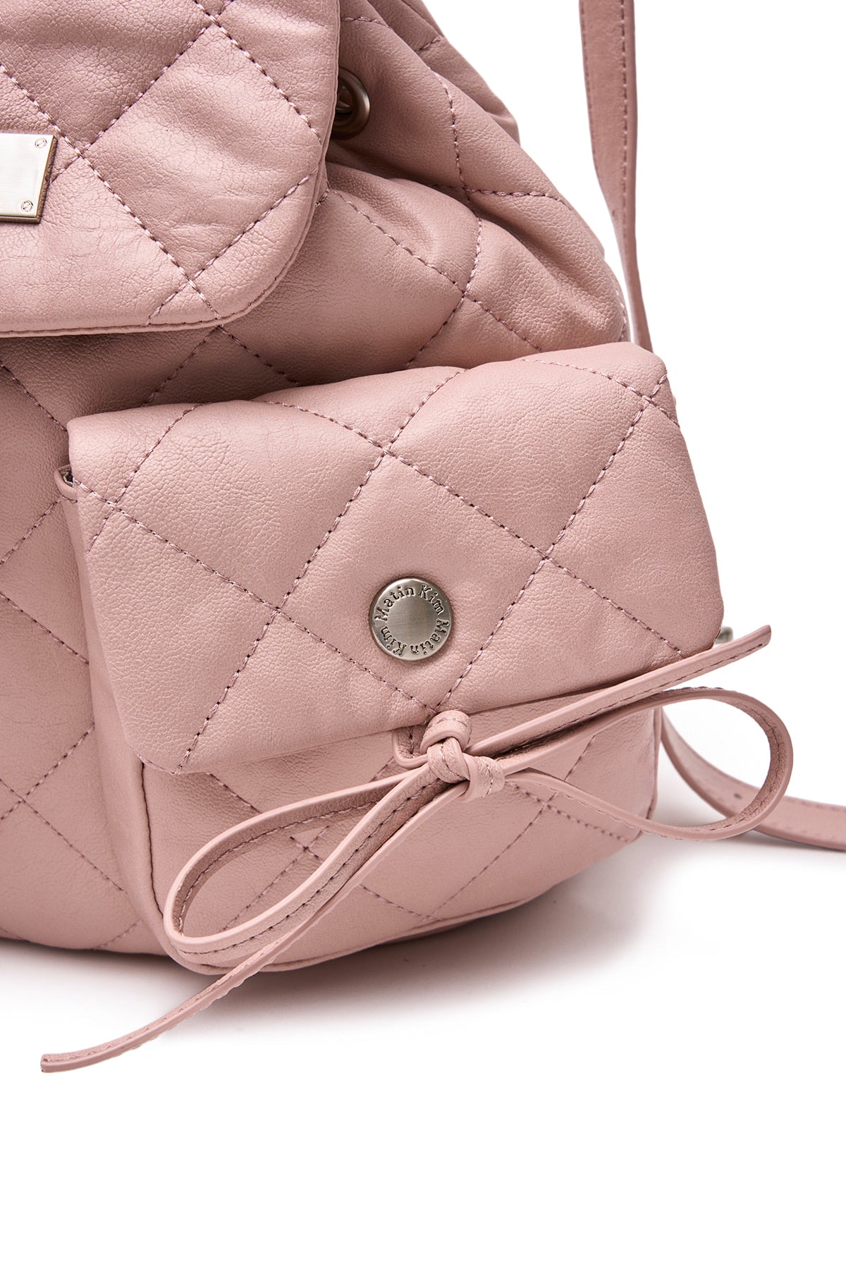 Matinkim Double Pocket Quilting Mini Backpack IN Pink