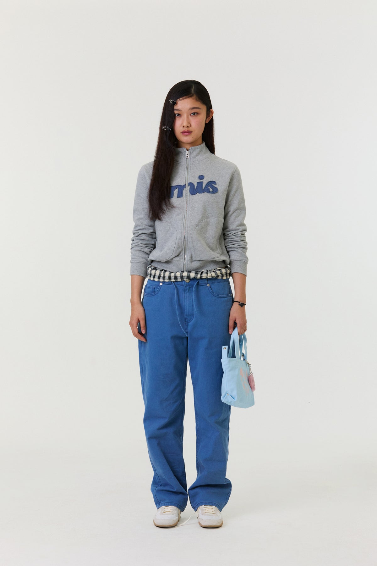 Emis Lettering Logo Sweat Zip-Up-Melange Gray