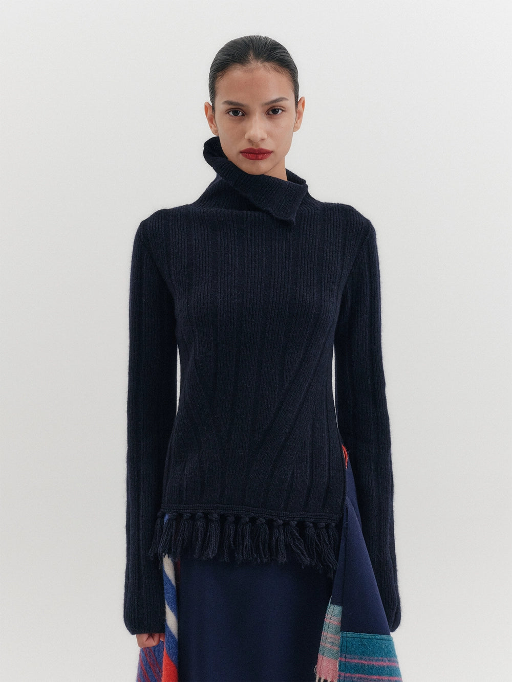 EENK Funnel Neck Knitwear Top - Dark Navy