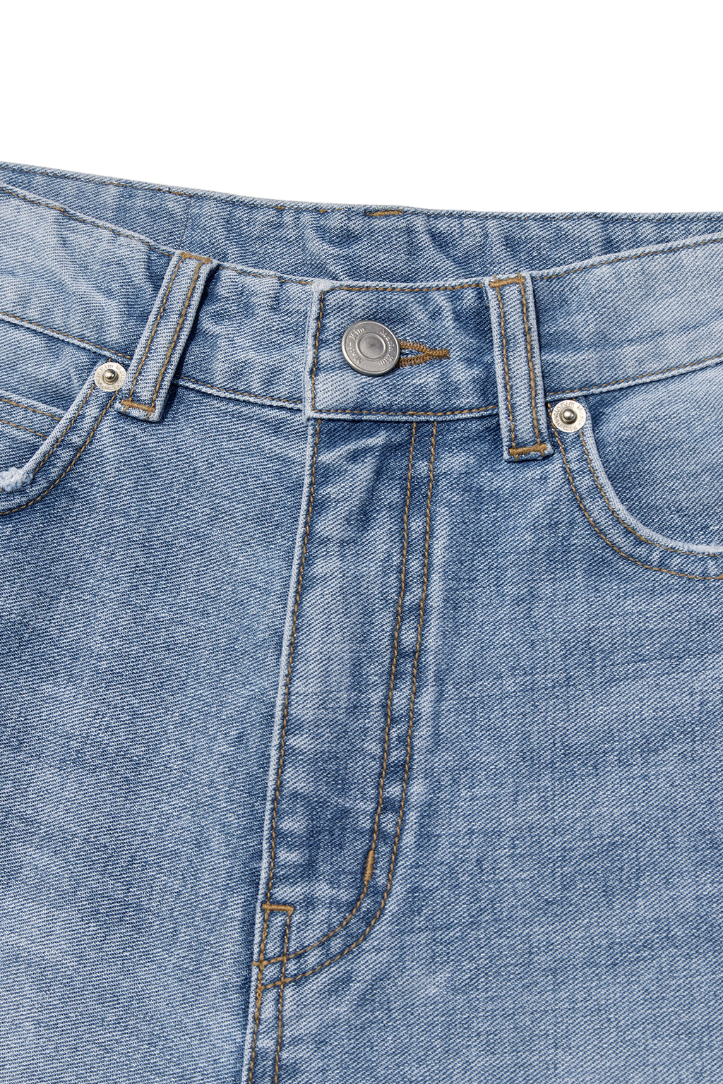 Matinkim Unbalance Cut Point Denim Pants IN Blue