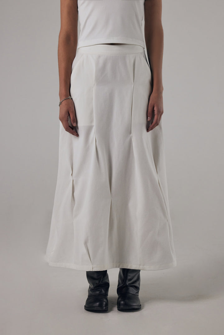 Treemingbird Bar-tack Pleated 2-way Fit Skirt White