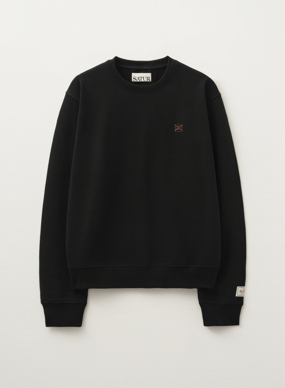 [satur] (W) Loren Small Logo Basic Sweatshirt - Black Brown