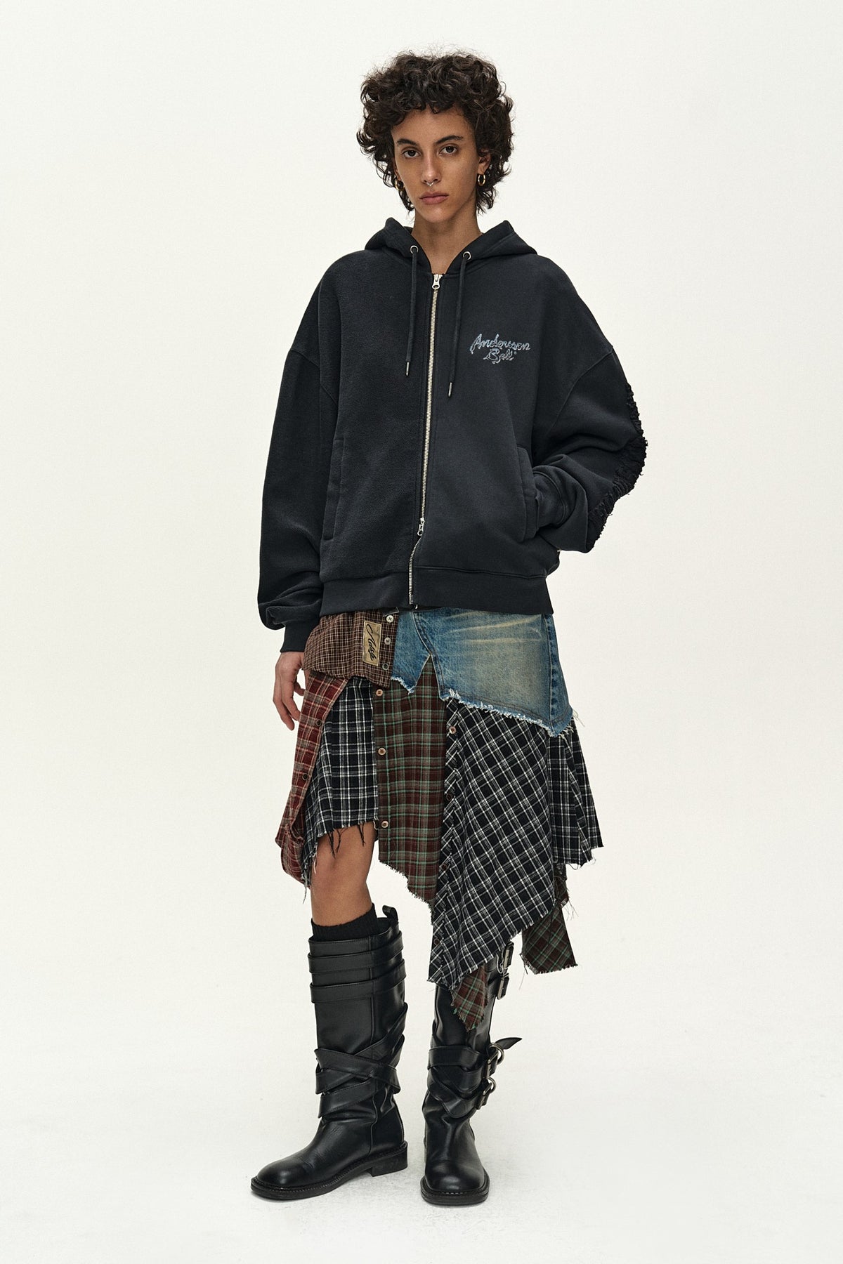Andersson Bell Denim Combination Shirt Patchwork Skirt