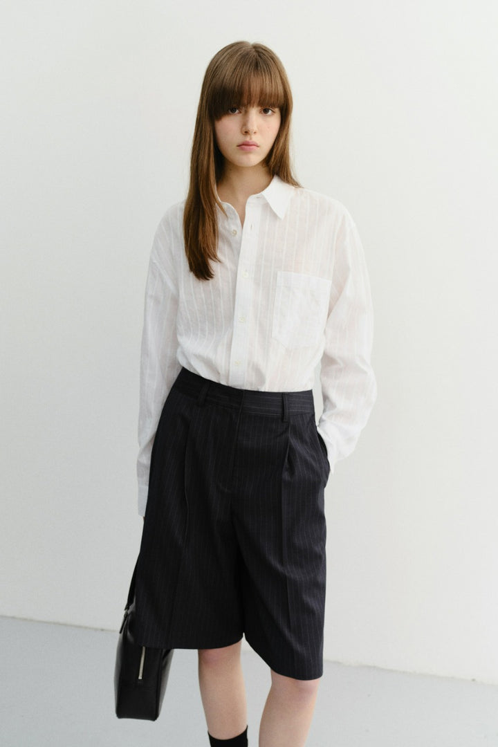 Dunst Unisex Classic Overshirt White Stripe