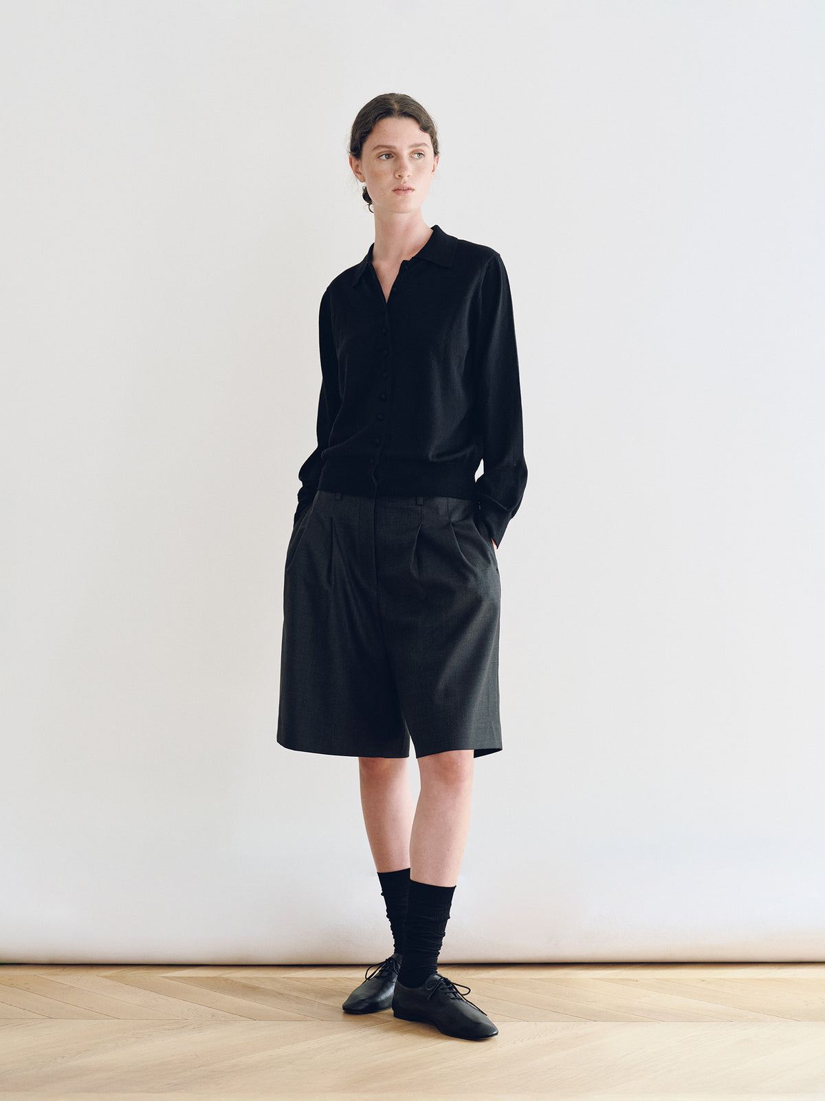 Nothing Written Muffin Button Cardigan (Black)